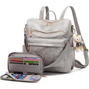 Women Backpack Multipurpose Set 2pcs Light Grey